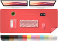 Large Desk Pad 47.2" x 17", Leather Desk Mat Protector, Non-Slip PU Leather Desk Blotter Pad, Large Mouse Keyboard Mat, Waterproof Desk Cover Pad for Office & Home(Candy Red)