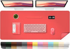 Large Desk Pad 47.2" x 17", Leather Desk Mat Protector, Non-Slip PU Leather Desk Blotter Pad, Large Mouse Keyboard Mat, Waterproof Desk Cover Pad for Office & Home(Candy Red)