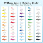 HOTU Alcohol Markers Brush Tip -60 Virant Colors Daul Tips Art Markers Set, for Artist Adults Coloring Illustrations, with Seamless Blending, Colorless Blender, Anti-Bleeding Pad, &Premium Ink