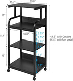 Fannova Printer Stand with Adjustable Shelf, 4 Tier Large Tall Printer Table with Wheels for Home Office Storage and Organization, Rolling Stand Cart for Computer Tower CPU Shredder, Black