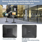 Sign Holder Stand, Heavy-Duty 8.5x11 Inch Aluminum Floor Stand for Posters & Signs | Includes PVC Plastic Sleeve & Weighted Base | Black Poster Display Stand