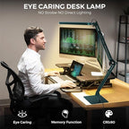 SKYLEO LED Desk Lamp with Slim Base - Adjustable Swing Arm Desk Light, Dimmable, Timer, Eye Protection, Memory Function, 1300LM, 12W, Green