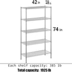 Regal Altair 18" Deep x 42" Wide x 74" Height Wire Shelving Kit | 5-Tier | NSF Commercial Storage Rack Unit