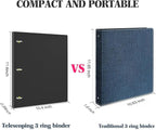 INFUN 1 Inch Telescoping 3 Ring Binder- 4 PCS-Black, Portable Plastic Binder with Telescoping Spine, 3 Ring Binders with Foldable Front Cover Holds 8.5" x 11" Paper for School,Office and Homes