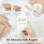 Tenceur 54 Pcs Mini Spiral Notebook 3" x 5" Top Bound Small Spiral Notepads Pocket Notebook Spiral Memo Pads 120 Pages Sketchbook College Ruled Journals for Kids Home Office School (Brown)