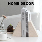 Karibiber Marble Bookends for Heavy Books, Decorative Book Ends for Shelves, Beige Stone Durable and Heavy-Duty Book Ends for Hardback Books & CDS, Unique Book Stopper & Holder, Set of 2