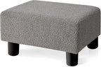 BRIAN & DANY Small Foot Stool Ottoman, Footstool with Legs, Teddy Velvet Foot Rest for Living Room, Bedroom and Office, Grey