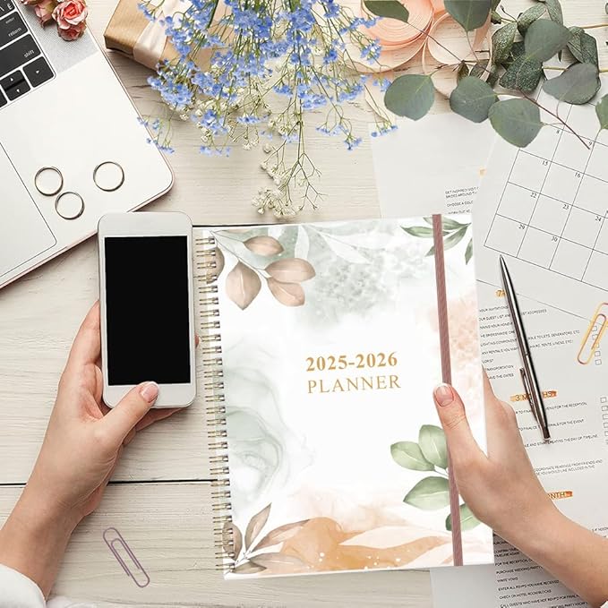 2026-2027 Planner - Weekly & Monthly Planner from January 2026 - June 2027, Planner 2026-2027 with Elastic Closure, Inner Pocket, 8.5" x 11", Rose Leaf