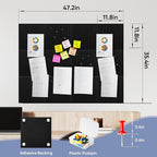 VUSIGN Large Cork Board for Wall 47"x35", 12 Pack Bulletin Board, Felt Wall Tiles with Adhesive Tabs and Push Pins, Push Pin Board for Office, School, Home, Black