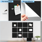 Baysola Large Cork Boards for Walls – 48" x 36" Self Adhesive Felt Wall Tiles, Ideal for Office Black Bulletin Board, Easy to Install Pin Board Photo Dart Board Wall Protectors