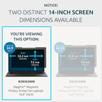 Kensington MagPro™ Magnetic Laptop Privacy Screen 14 inch, Removable 16:9 Laptop Privacy Filter, Anti-Glare, Blue Ray Reduction, Compatible with HP/Dell/Acer/Asus/Samsung/Lenovo (K58352WW)