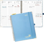 POPRUN 2026 Planner Daily Weekly and Monthly Calendar with Hourly Schedule, Monthly Tabs(Large Size 10'' x 8'' Wire-Bound Hard Cover) - Agenda 2026 (Jan.2026-Dec.2026) - Haze Blue