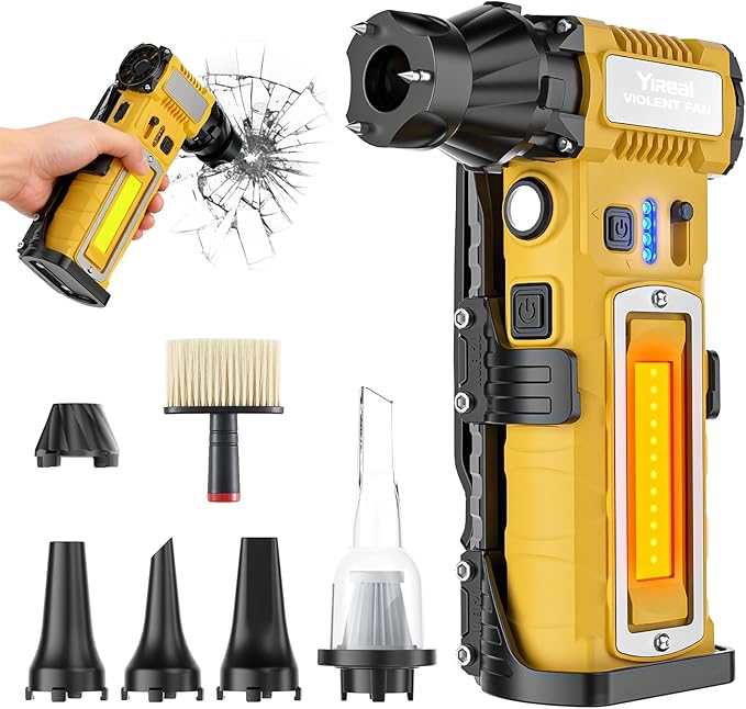 Compressed Air Duster 300000RPM 8000mAh,6-in-1 Electric Mini Air Blower with LED Light,Cordless Rechargeable Air Duster for PC Keyboard Computer Car Vents Cleaning Electronics Cleaner Home and Outdoor