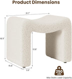 ZYKZYK Ottoman Vanity Seat, Plush Velvet Backless Stool and Small Foot Rest, Modern Accent Seating for Bedroom, Makeup Table or Living Room, White