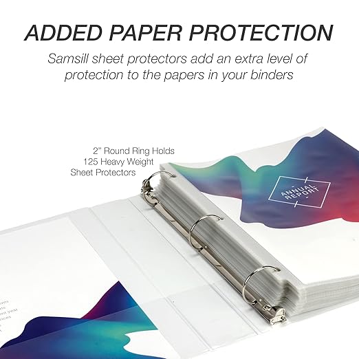 Samsill 2 Inch 3 Ring Binder, Made in USA, Economy Round Ring, Clear View Cover, 425 Sheet Capacity - for School, Home, Office - Pearl White