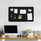 Vuzvuv Black 28"x16" Large Cork Board with 50 Push Pins & Sticky Notes, Self-Adhesive Bulletin Board for Wall, Felt Pin Vision Board for Paste Notes,Schedules Offices Home