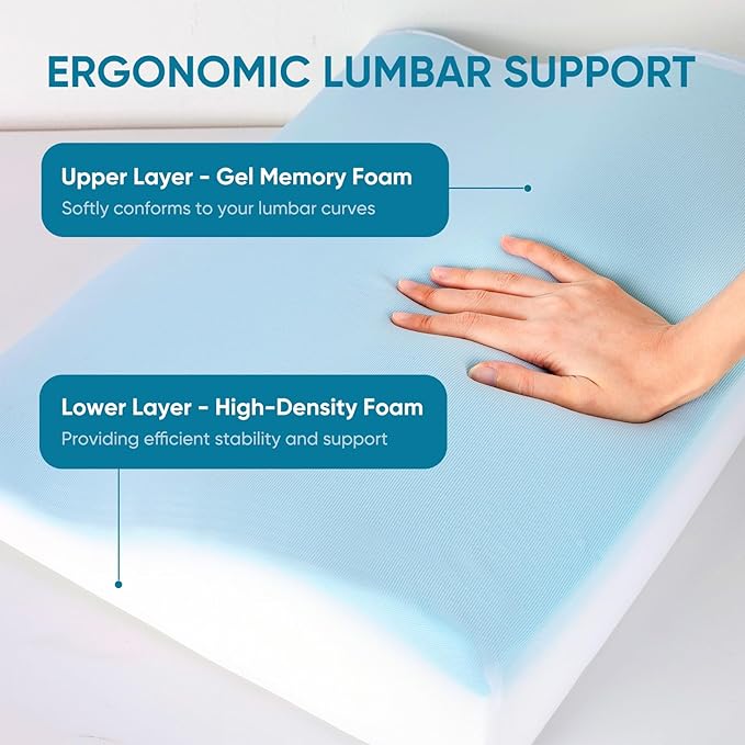 AHUAWA Lumbar Support Pillow for Recliner Chair and Couch, Memory Foam Back Cushion Ergonomic Back Support Pillow for Lower Back Pain Relief, with Soft Velvet