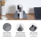 Karibiber Marble Bookends for Heavy Books, Decorative Book Ends for Shelves, Unique and Heavy-Duty Book Ends for Hardback Book & CDS, Stone Book Stopper, Modern Book Holder, Monte Grigi, Set of 2