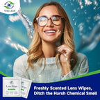 VisClear Lens Wipes for Eyeglasses, 100 counts, Ocean Scent, Individually Wrapped, Glasses Wipes, Safe for Eye Glasses,Camera Lens & Electronic Screens