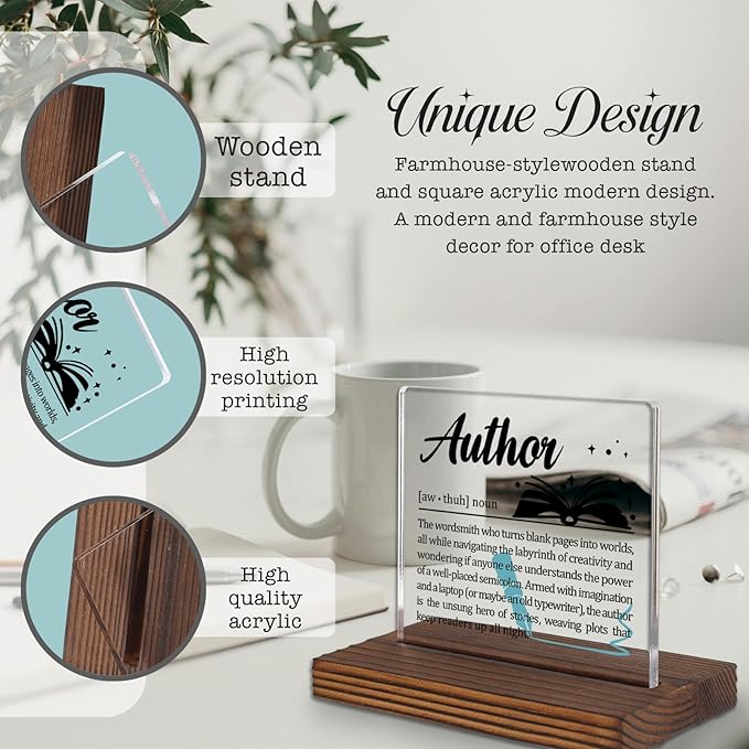 Author Gifts, Funny Desk Sign for Writers and Storytellers, Inspirational Definition Plaque for Novelists, Book Lovers, and Literary Creatives PA054