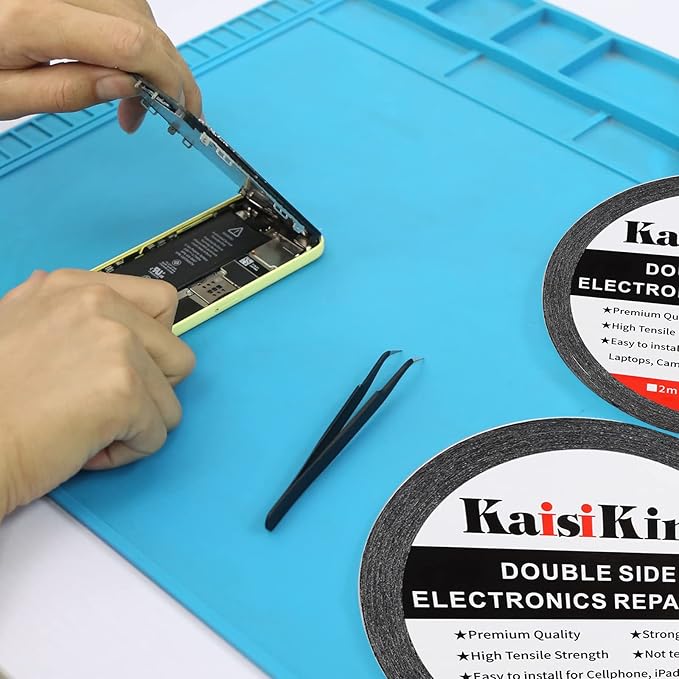 Kaisiking 5mm x 50M LCD Repair Tape for Phone Screen, Adhesive Tape with 1 Tweezers for Cell Phone, iPad, Tablets, Laptops, Camera