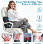 SweetSlubr Large Lumbar Support Pillow for Office Chair, Car Seats and Home Desks, Ergonomic Back Support with Double Adjustable Straps, Machine Washable Cover, Black
