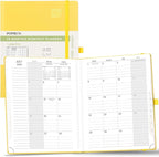 POPRUN Monthly Planner 2026-2027, Large-8'' x 10'', 18-Month Calendar Book (Jan.26 - Jun.27), Calendar Planner with Monthly Tabs, Storage Pocket, Hardcover, 100 GSM Paper - Light Yellow