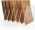 AIMOLLY Acrylic Magazine File Holder, 6 Vertical Compartments Desk Document Sorter Organizer, Clear Folder Rack Binder for Office/Home/Classroom, for Documents, Tablet, Magazines, Books & Accessories