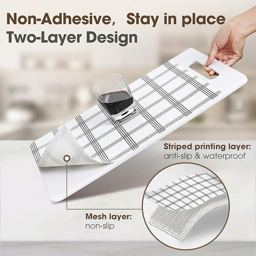 ALIUNI Drawer and Shelf Liner, Non-Slip Kitchen Cabinet Liners Non-Adhesive Thick Strong Grip Waterproof Washable Mats Protect Dresser Shelves Cupboard Bathroom Cabinets, White Stripes, 20 in X 10 FT