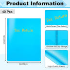Harloon 40 Pcs Plastic Tax Return Folders 12 x 9 Inches 2 Pocket Folders Bulk Gold Foil Stamped Heavyweight Folder, Holds 8 x 11 Inches Letter Size Paper(Blue)