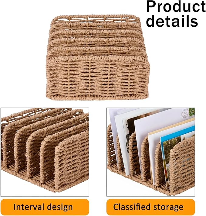 Duimbok Desk Mail Organizer Large Capacity Mail Holder with 5-Slot, Letter Sorter File Holder, Letter Tray Office Envelope Organizer for Mails, Bill, Document, Notebook