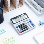 M&G Desk Calculator 12 Digit Extra Large LCD Display, Dual Solar Power and Battery, Accounting Calculator with Big Button, Battery Include, Perfect for Office Business Home Daily Use