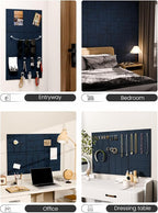 Fluxynara Felt Bulletin Board Tiles -28"x18" with 40 Adhesive Tabs, Cork Board Alternative for Office Decor, Push Pin Board Wall Organizer 6-Pack (Carbon Blue)
