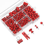 Uniclife 200 Pcs Thumb Tacks for Wall, Red Push Pins for Bulletin Board & Cork Board, Decorative Push Pins, Cute Thumbtacks Hooks Set for Pictures, Photos, Art & Decor, 5 Styles