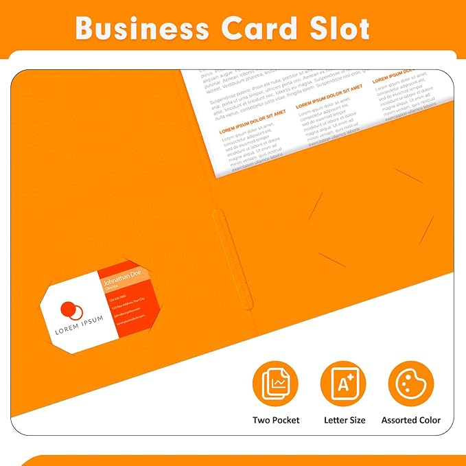 Two Pocket Folders, PANDRI 30 Pack 2 Pocket Folders, Letter Size Paper File Folder for School Office Home Business, Orange