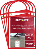 MICRO TEC Repair Order/Work Ticket Holders – Heavy-Duty Vinyl Sleeves with Red Handle – 11" x 13" for Automotive Repair Orders, Job Tickets, Documents – Pack of 25 – Clear w/Red Handle