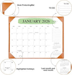 Desk Calendar 2026 – 18-Month Desktop Calendar from Jan 2026 to Jun 2027, for Office, School & Home Use – Large Teacher Desk Calendar 22x17 (Brown)