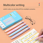 Lekreo Multi-color Ballpoint Pens, 4-in-1 Colored Pens 0.7 Medium Fine Point,Ballpoint Gift Pens for Planner Journaling,Assorted Ink, 6-Count