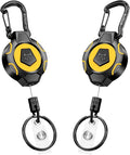MNGARISTA 2-Pack Upgraded Retractable Keychain, 10 OZ Retraction, 31.5" Stainless Steel Cord, Heavy Duty Carabiner Badge Holder, ID Badge Reel with Badge Strap and Key Ring