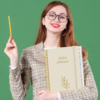 2026 Planner - Planner 2026 from January 2026 to December 2026 with 12 Monthly Tabs, Flexible Cover, Inner Pocket, 8.5" x 11", Beige