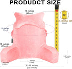 SLIGUY Reading Pillow for Sitting in Bed Couch Adult, Back Pillow with arm Support and Pockets, Adult Back Pillow Bed Chair for Rest, Reading, Watching TV, Gaming for Boys and Girls Pink