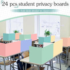 SATINIOR 24 Pcs Desk Dividers for Students, 12 Colors Testing Dividers Privacy Folders for Classroom Must Have Bulk, Study Panel for School Teacher Student Study Supplies(Vivid Style)
