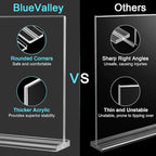 BlueValley 12 Pack Acrylic Sign Holder 8.5 x 11 Inch Horizontal - Clear Display Plastic Table Menu Signs Stand, Double Sided Flyer Holder Standing for Picture Paper Frame Holder Stand Home Office Retail Show Fair