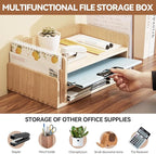 KIRIGEN Wood 3-Tier Office Desktop Document Tray - Mail Sorter Organizer Rack - Wooden Document Letter Stand for Folders, Mail, Stationary, Desk Accessories Natural(2TP-NA)
