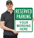 SmartSign 24 x 18 inch Custom “Reserved Parking” Metal Sign - Add Text, 80 mil Laminated Rustproof Aluminum, Green and White, Made in USA