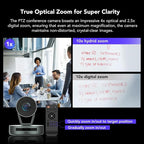 NEARITY V410 NDI PTZ Camera, 2K 10x Hybrid Zoom Video Conference Webcam, AI-Powered Noise Cancellation, 4 Preset Positions, 350° Pan&60° Tilt, 120° FOV, Remote Control for Zoom/Teams/Google Meet