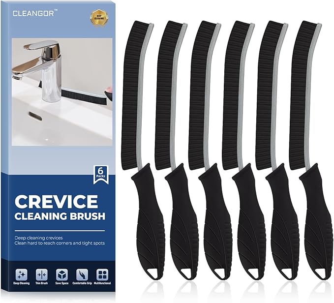 CLEANGOR Crevice Cleaning Brushes, Cleaner Scrub Brush Tool for Hard to Reach Tight Space, Home Essentials, Cleaning Supplies for Shower, Bathroom, Kitchen, Toilet, Window