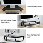 TEAMIX 26 inch Triangle Monitor Stand Riser, Desktop Corner Shelf with Metal Leg Wood Computer Stand with Storage Laptop Riser Office Organization