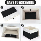 Bagnizer Large 22 Quart Linen Fabric Foldable Storage Bin Cube Organizer Basket with Flip-Top Lid & Handles, Clothes Blanket Box for Home, Office, Closet, Black & White, 4 Pack 14.6 x 9.5 x 9.5
