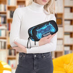 BOENLE Custom Joystick Gamepad Blue Flame Pencil Case Box Boys Girls Personalized Name Large Pencil Pouch Stationery Pen Bag Organizer for Kids Adults School Office